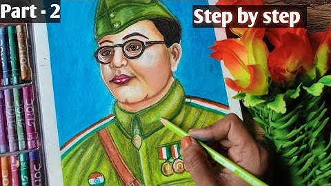 Netaji Subhash Chandra Bose drawing, Netaji drawing, oil pastel colours drawing