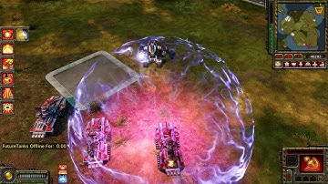 C&C Red Alert 3 Uprising Future Tank X-1 versus 3 Assault Destroyers