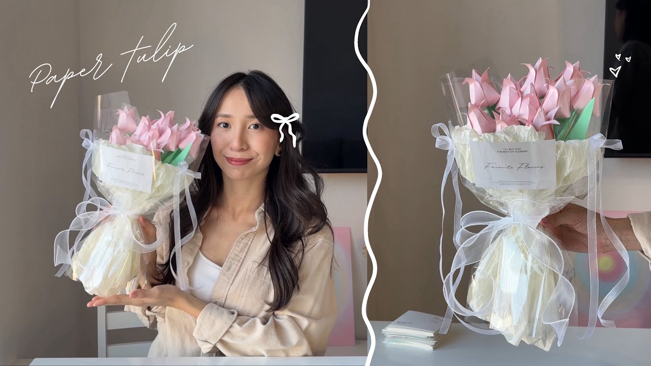 Easy Paper Tulip Bouquet Tutorial | Women’s Day & Mother’s Day Gift Idea