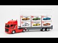 🌈🚛 Unboxing 13 Tomica Luxury Cars ☆ Big Convoy Truck Storage Play!