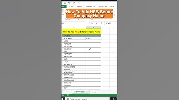 How To Add NSE Sign Before Company Name #excel #msexcel #shorts #exceltips #exceltutorial #viral
