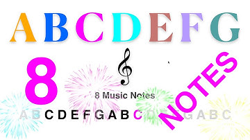 8 Notes, New Color Note: C - Read Music Notes in Treble Clef (A B C D E F G)