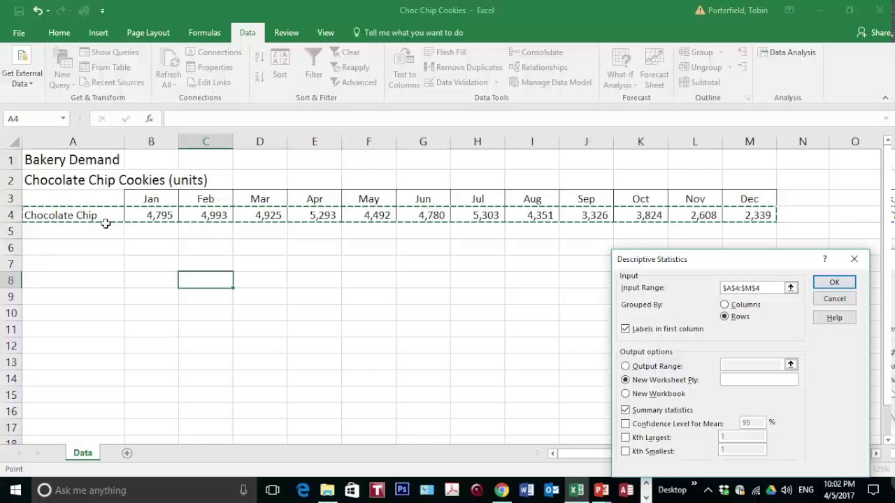 how to run statistical analysis in excel