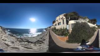 Walking Bella beside the seaside, beside the sea #2 Cap d'ail on Ricoh Theta 360s