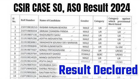 CSIR CASE SO, ASO Result 2024 | Cut Off Marks, Merit List