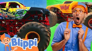 blippi learns about monster trucks with colors blippi learn colors and science