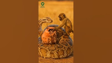 Monkey Rescues Giant Python Trapped in Pain ♥️ 😱