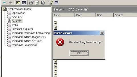The Event Log File Is Corrupt - Windows Server 2003 Event Viewer