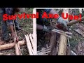 Axe Tree Cutting, Splitting, and Fire Processing!