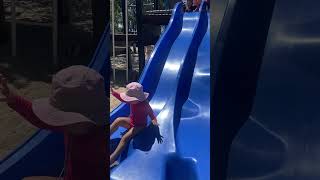 Double Blue Slide baby toddlergirl cutebaby sliding slide kid funny park