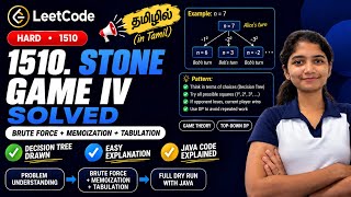Stone Game IV Tamil | Leetcode 1510 | Today’s Daily Challenge | Java DP