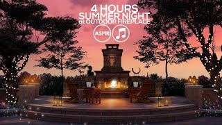 Summer night at outdoor fireplace in countryside for 4 hours | Ken Ambience