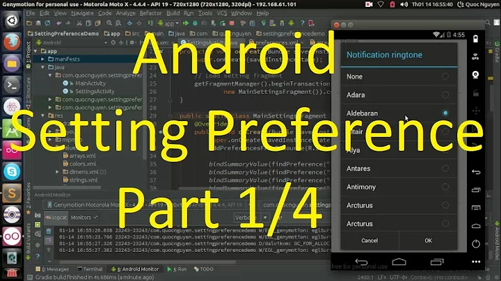 Android Setting Preferences Part 1/4 - Adding Settings Screen using PreferenceFragment