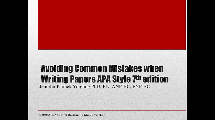 APA 7th Edition Avoiding Common Mistakes when Writing Papers Surviving Graduate School