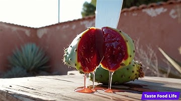 Knife Slices Prickly Pear 🍈 | Juice Streams in Stunning Macro
