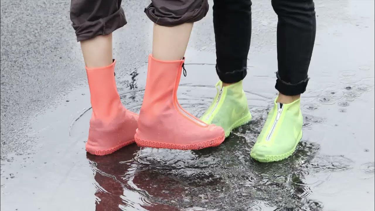 SHOE COVER WATERPROOF Silicone Non Slip Rain Water RUBBER Foot Boot  Overshoe - ladyfuschia