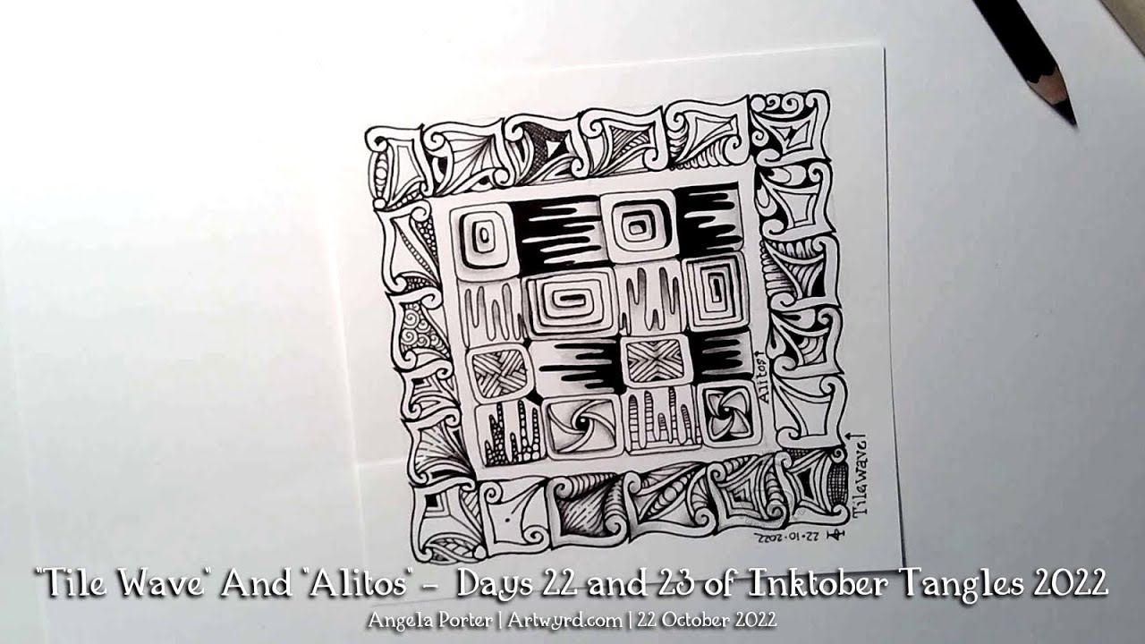 Continuing to work on the “Well” Zentangle tile, number 2. – Angela Porter