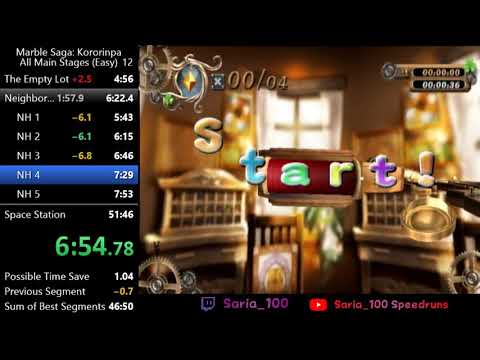 Marble Saga Kororinpa All Main Stages (Easy) Former WR in 49:42
