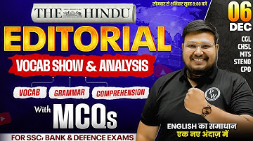 The Hindu Analysis Today | 06 Dec 2025 The Hindu Vocabulary, Grammar & Comprehension | by Bhragu Sir