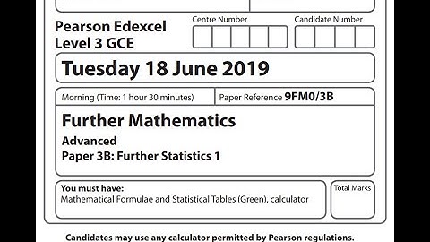 Further Stats 1 2019 Pearson Edexcel A level further maths