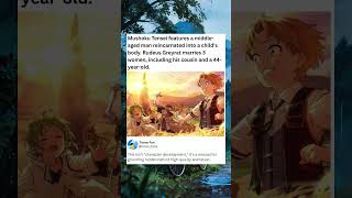 Mushoku Tensei features a middle aged man reincarnated into a child's body. Rudeus Greyrat marries