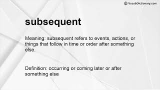 subsequent Meaning