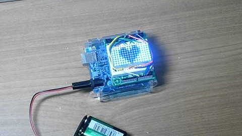 Arduino 8x16 dot LED on Snap-on enclosure with bread board shield