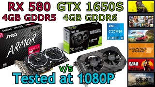 RX 580 4GB vs GTX 1650 Super | i5-12400F | 6 Games tested at 1080P (2024)