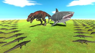Tyrannosaurus Allied with Monsters VS ALL Crocodile - Animal Revolt Battle Simulator