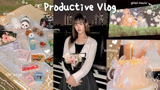 productive uni vlog☁️: birthday, picnic, ghibli movie🎥 gifts unboxing (sonny angel, standoil, etc.)