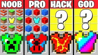 Minecraft Battle: SUPER CHESTPLATE CRAFTING CHALLENGE - NOOB vs PRO vs HACKER vs GOD Funny Animation
