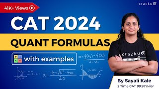 Top20 CAT Quant Formulas (with examples)  Exam Special video by Sayali ma'am