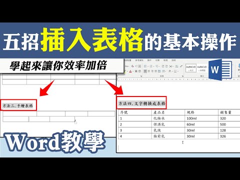 Word必學的文件整理術，輕鬆學會五大「插入表格」的基本操作～｜客服花路米EP81 Office好好玩-Word教學