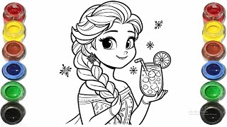 Cute Elsa Frozen Drawing For Kids, Painting & Coloring For Kids, Toddlers Lets Draw Together