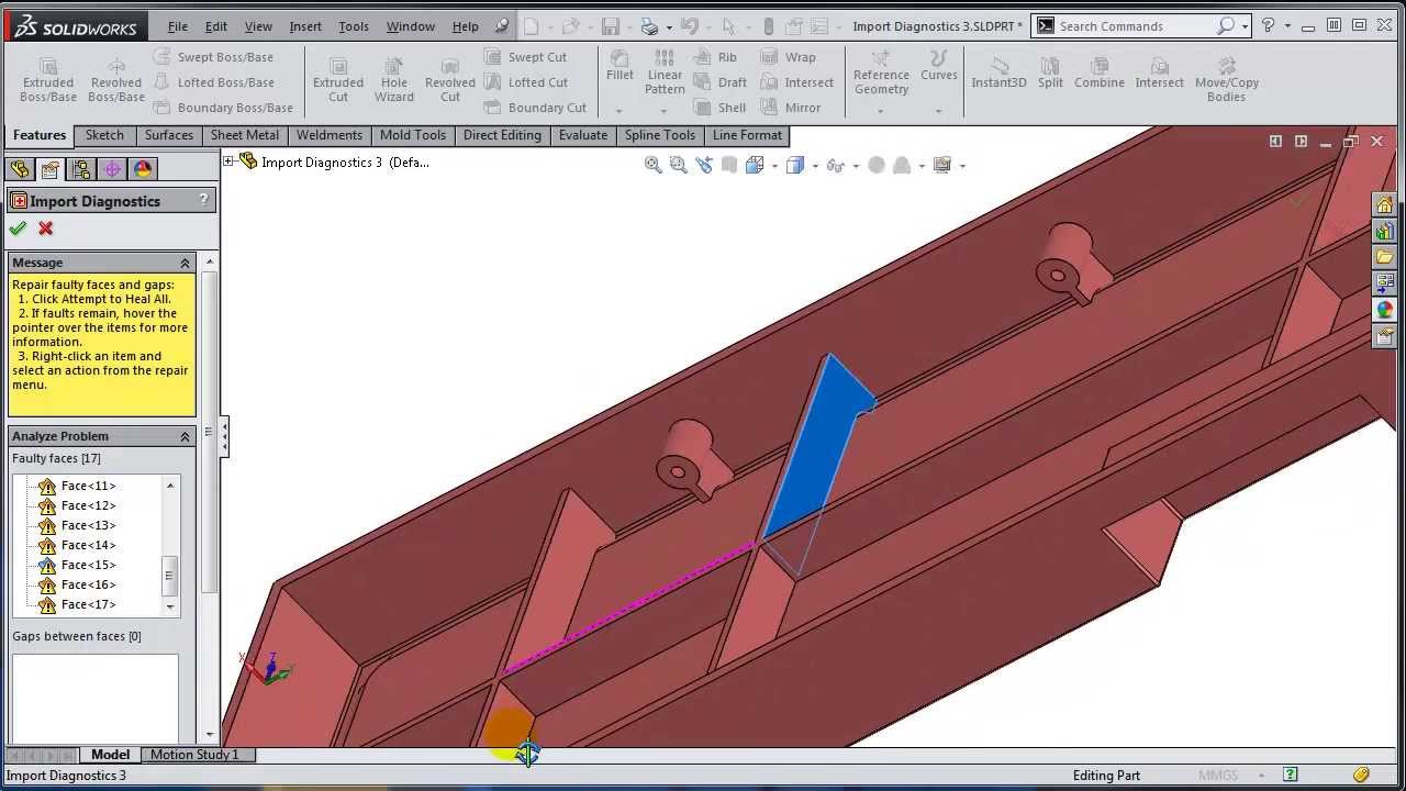 solidworks tutorial import diagnostics 3 troubleshooting and solid works import