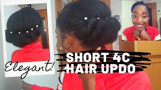 Updo Style For Short Natural Hair // Elegant Natural Hair Tutorial // 4C hair updo