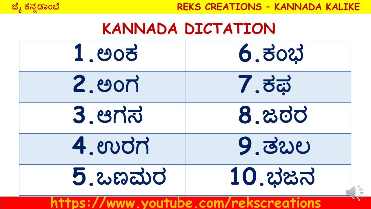 Kannada Dictation 7 YouTube