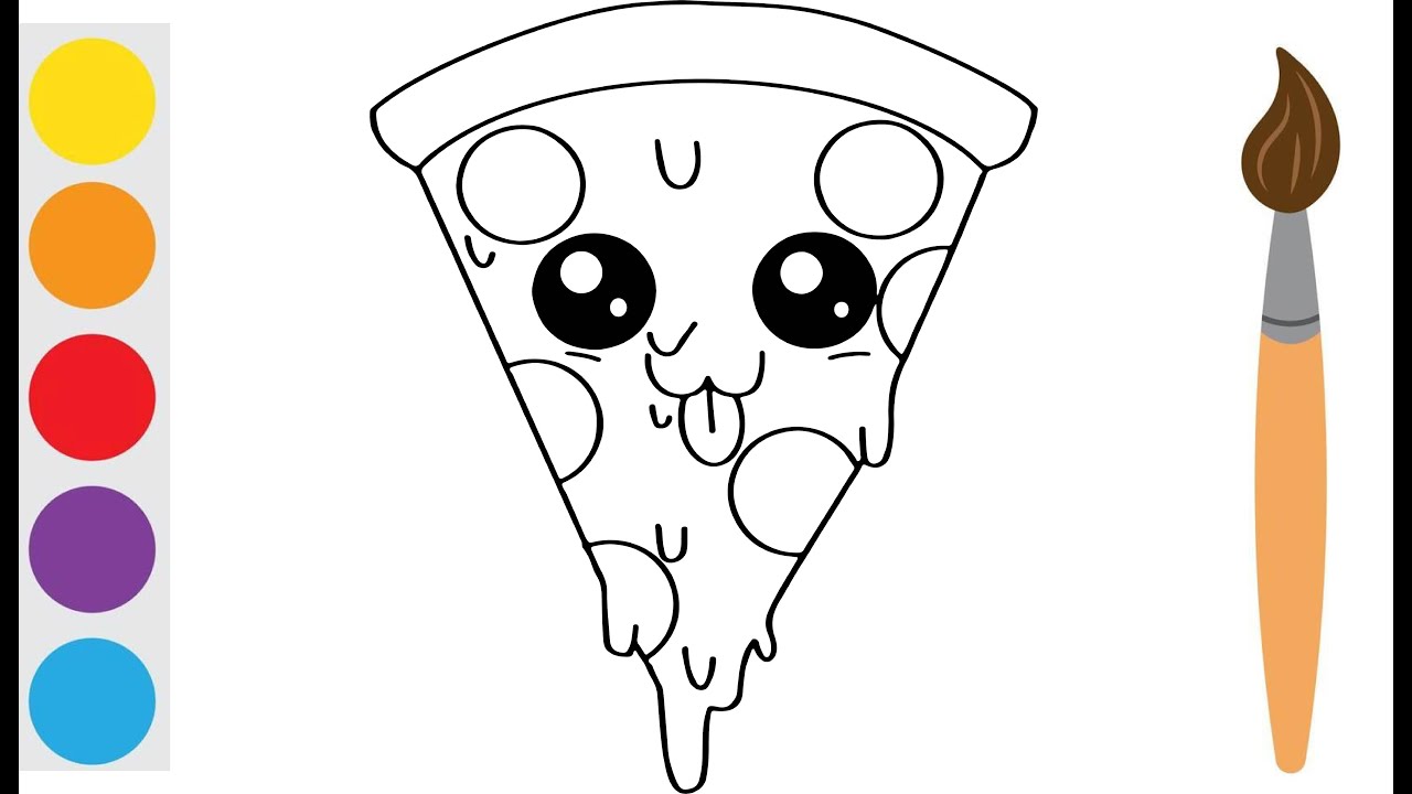 Coloring Videos for Kids Easy How to Draw Food Pizza Coloring