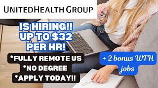 $32 PER HR WFH JOB WITH UNITED HEALTH! PLUS 2 MORE REMOTE JOBS!