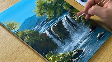 Ontspannende acrylverf - Eenvoudige waterval stap voor stap