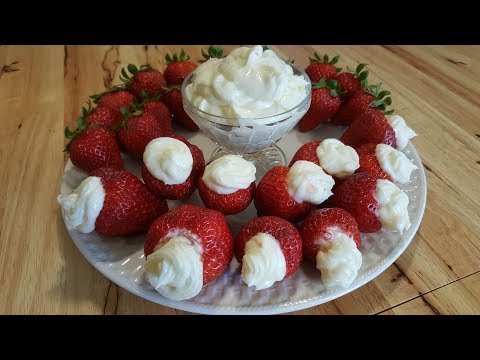 Cream Cheese Fruit Dip - Stuffed Strawberries - The Hillbilly Kitchen
