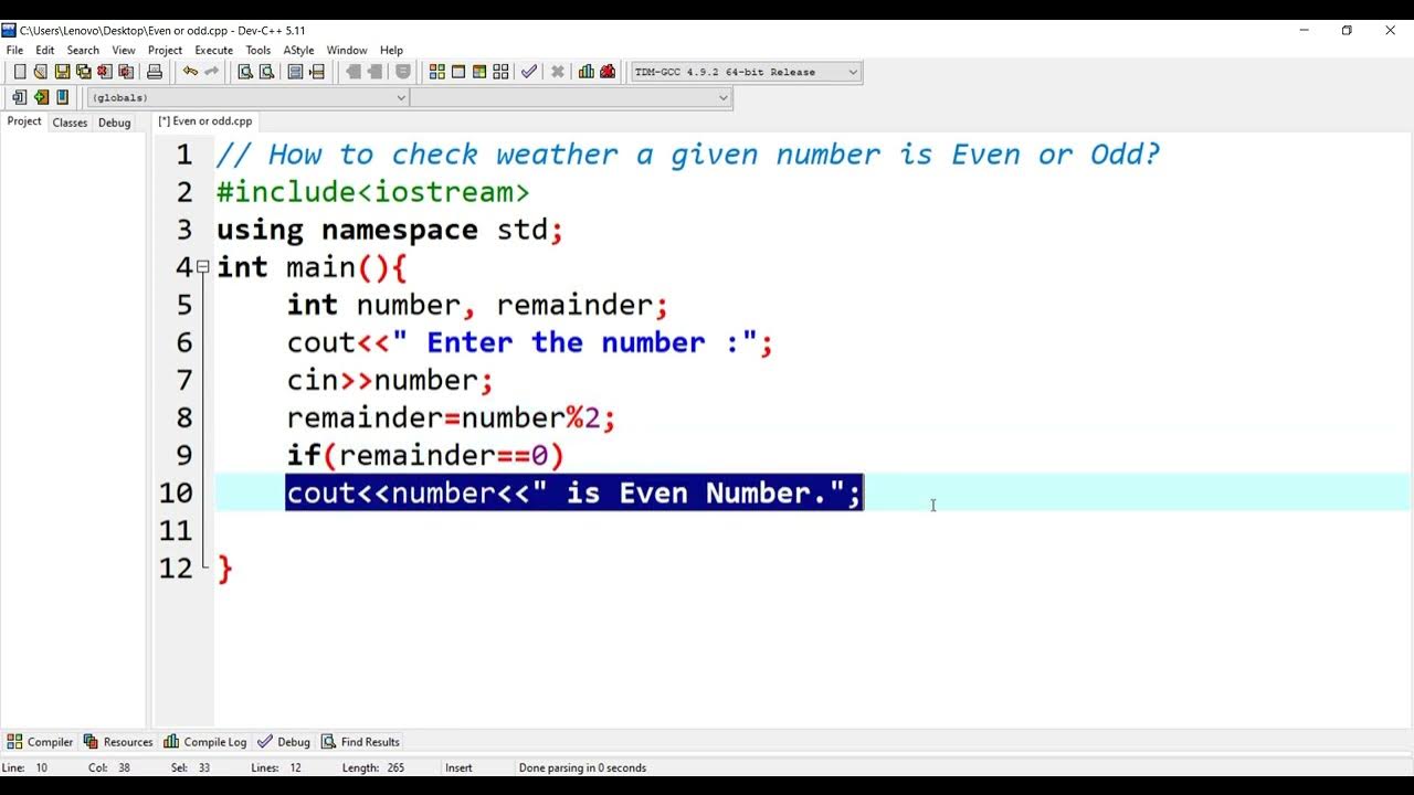 How to check whether a given number is Even or Odd in C++ programming ...