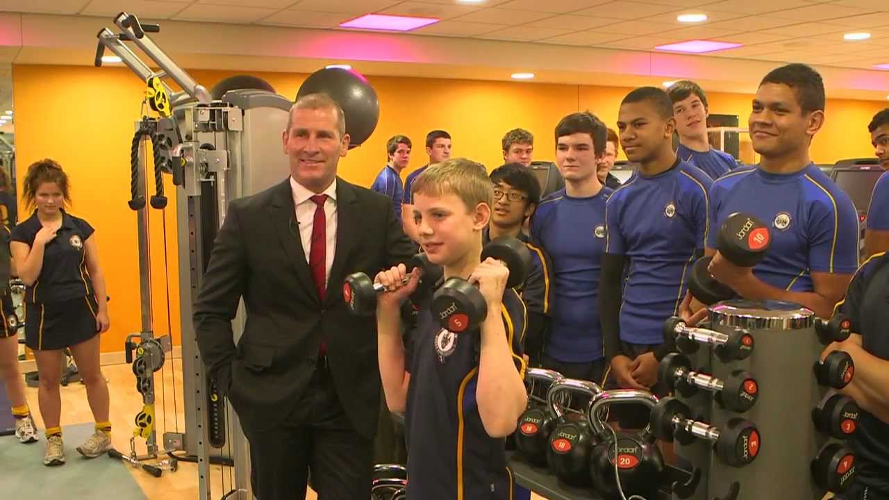 Stuart Lancaster England Rugby Coach visits New Gymnasium at Queen Ethelburga's Collegiate