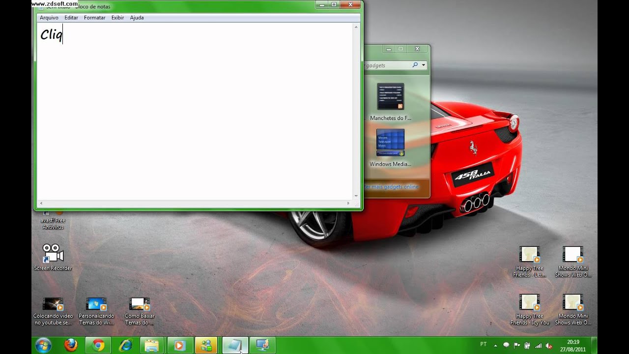 Colocando Gadgets na Area de Trabalho YouTube
