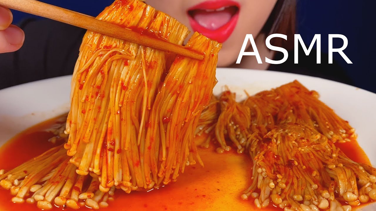 ASMR SPICY ENOKI MUSHROOMS 초점 나간 매운팽이버섯 먹방ㅣEATING SOUNDㅣASMR MUKBANGㅣ ...