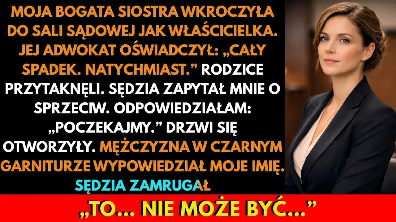 „Tak, wysoki sądzie. Zgłaszam sprzeciw”. Te trzy słowa zawisły w ciszy, a moja siostra w kremowym płaszczu po raz pierwszy przestała się uśmiechać. Siedzieliśmy w sądzie spadkowym, zwykły...