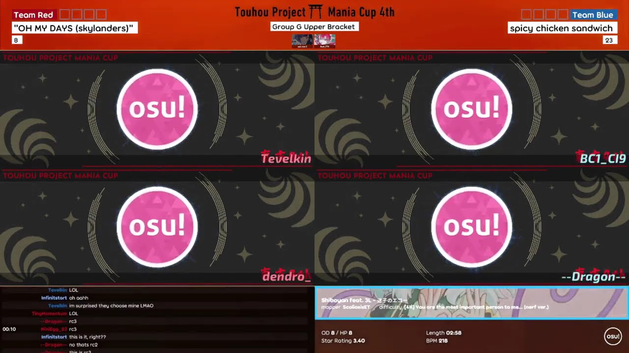 TOUHOU Project Mania Cup 4th | Match G1 - "OH MY DAYS (skylanders)" vs. spicy chicken sandwich