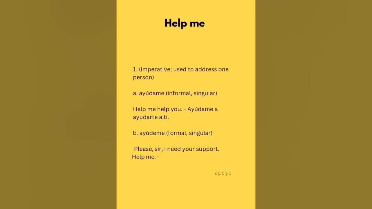 English to Spanish How to say "help me" in Spanish shorts 