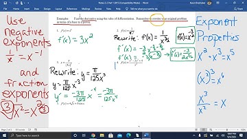 Calculus Notes 2.2A (HW 12) Basic Differentiation Rules - Video 2