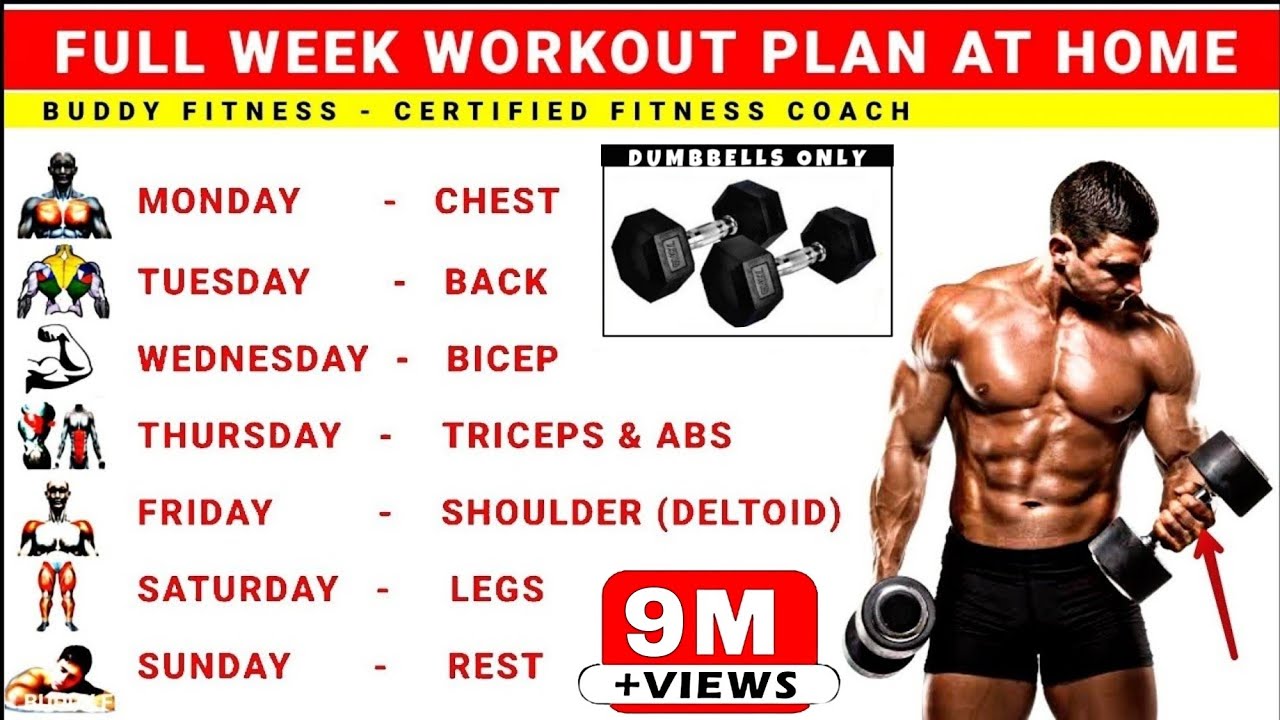 Full Week Workout Plan At Home With Dumbbells | No Gym Full Body ...